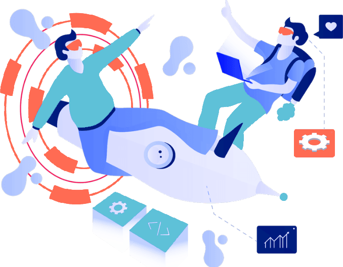 Illustration of team working together
