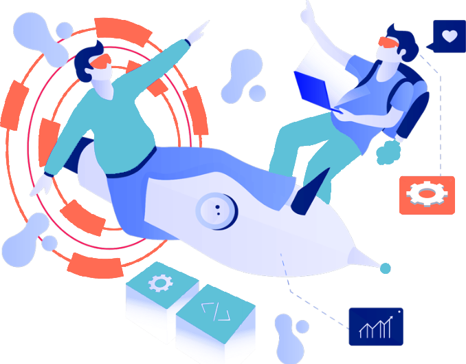 Illustration of team working together